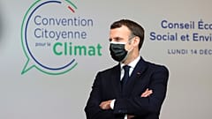 France's President Emmanuel Macron attends to the Citizens' Convention on Climate, in Paris, Dec. 14 2020.