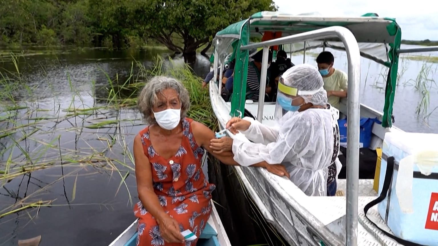 Woman receives Covid-19 vaccine