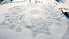 A giant snow drawing created by 11 snowshoe-clad volunteers in Espoo, outside Helsinki, Finland. 