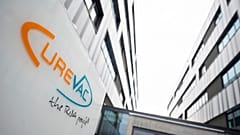 The logo of the biotech company Curevac