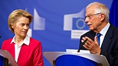 European Commission President Ursula von der Leyen, left, and European Union foreign policy chief Josep Borrell