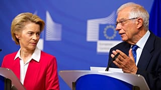European Commission President Ursula von der Leyen, left, and European Union foreign policy chief Josep Borrell