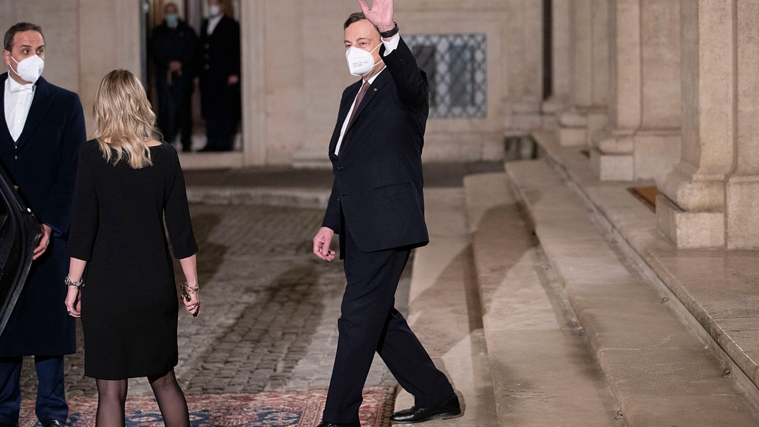 Mario Draghi nach einem Treffen mit Staatspräsident Sergio Mattarella