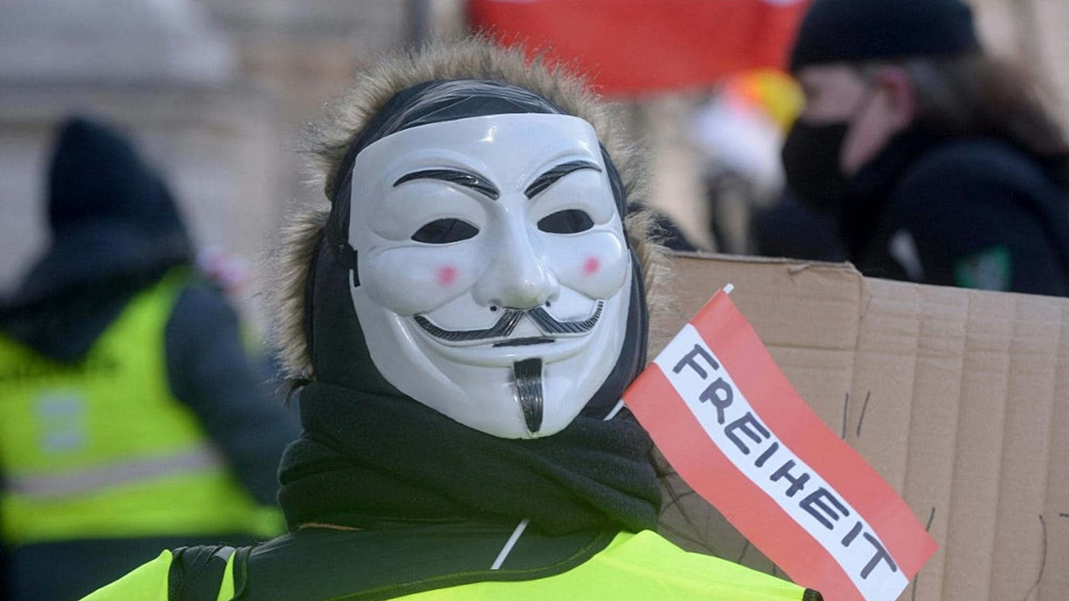 Manifestation contre les restrictions sanitaires à Vienne (Autriche), le 13/02/2021