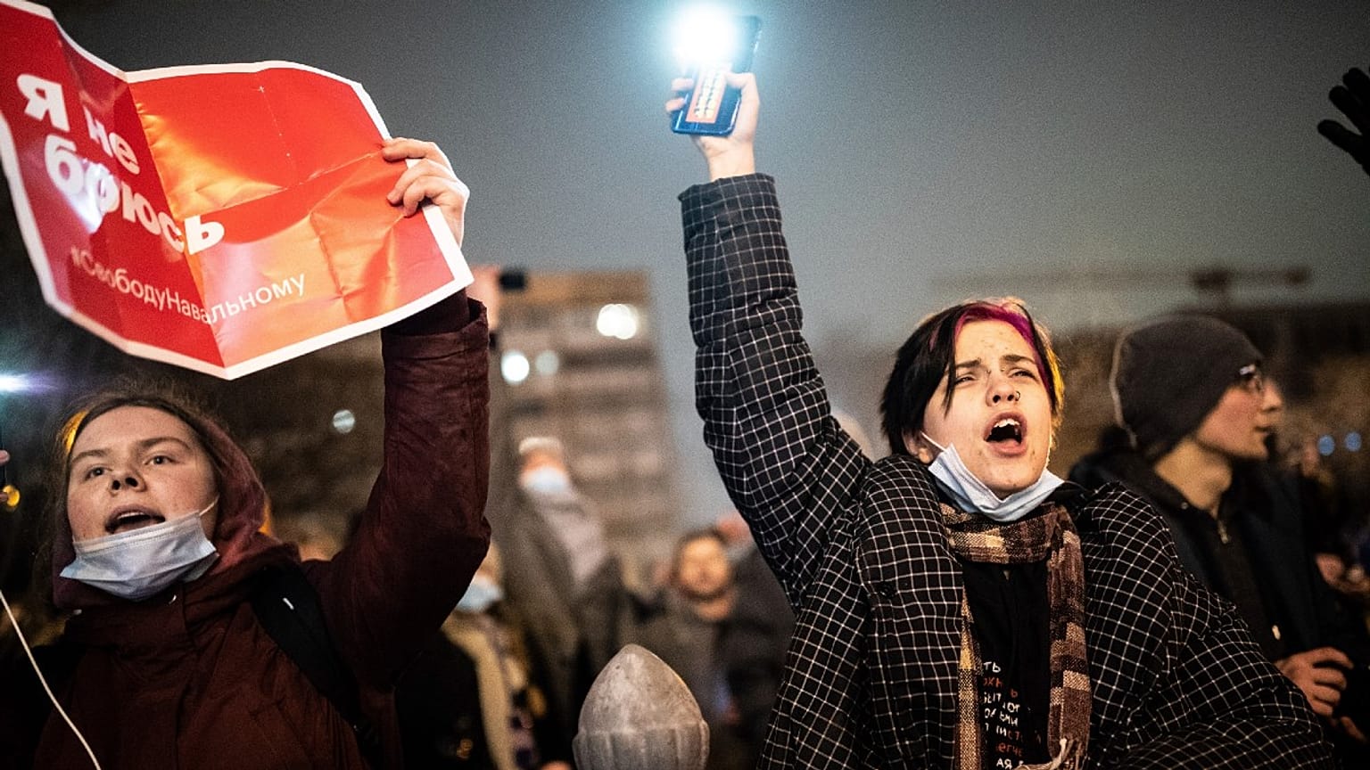 Russia Navalny Flashlight Protest