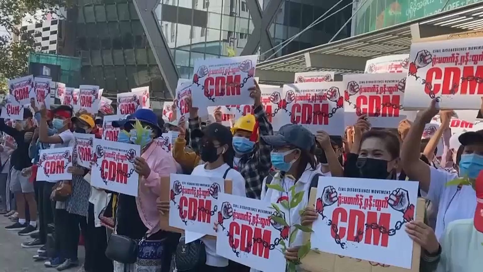 Protesta en Rangún, Birmania