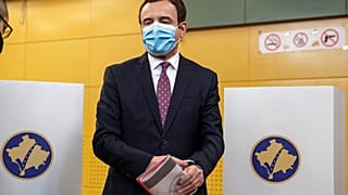 Albin Kurti bei der Wahl an diesem Sonntag