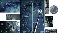 Dimensions and close-ups of the boulder, highlighting where life is clearly visible 