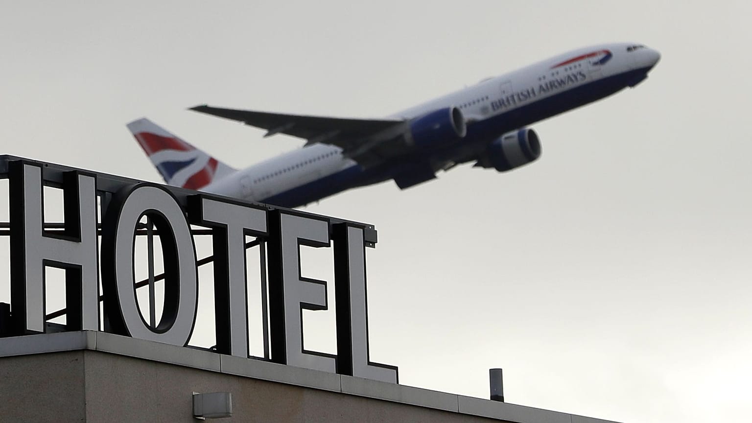 A plane takes off from Heathrow Airport in London