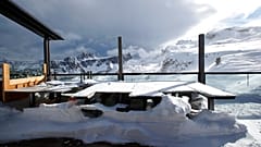 In this Friday, Jan. 29, 2021 file photo, a view of the closed hut "Rifugio Scoiattoli" in Cortina D'Ampezzo, Italy.