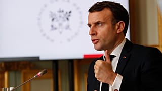 French President Emmanuel Macron speaks during a meeting via video-conference with leaders of the G5 Sahel Tuesday, Feb. 16, 2021 in Paris.