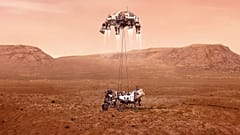 Illustration de la manouvre d'atterrissage de Perseverance sur Mars 