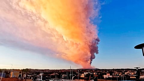Smoke rises from exploding Mount Etna