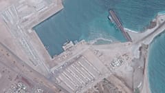 صورة عبر الأقمار الاصطناعية تظهر ما يبدو أنه القاعدة العسكرية الإماراتية في مدينة عصب في  إريتريا. 2019/06/12