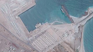 صورة عبر الأقمار الاصطناعية تظهر ما يبدو أنه القاعدة العسكرية الإماراتية في مدينة عصب في  إريتريا. 2019/06/12