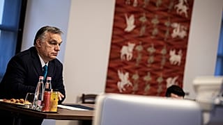 Orbán Viktor a Kína és a kelet-közép-európai országok közti egyeztetésen  2021. február 9-én.