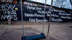 The names of the nine victims of the Hanau shootings are displayed.