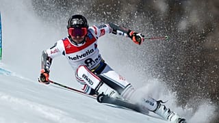 Mathieu Faivre sacré champion du monde de slalom géant à Cortina d'Ampezzo (Italie), le 19/02/2021
