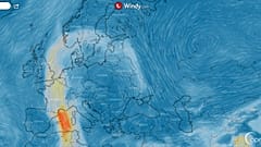 Previsión de aerosol para el lunes. El domingo se verá más afectada España.
