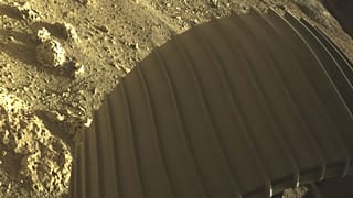 This high-resolution image shows one of the six wheels aboard NASA’s Perseverance Mars rover, which landed on Feb. 18, 2021, taken by one of its Hazard Cameras (Hazcams).