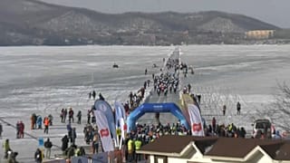 Der Startbereich des Eislaufs in Wladiwostok