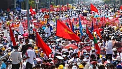 Protestas en Mandalay, Birmania. 