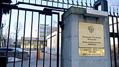 The exterior of the Russian Embassy in Stockholm, Sweden.