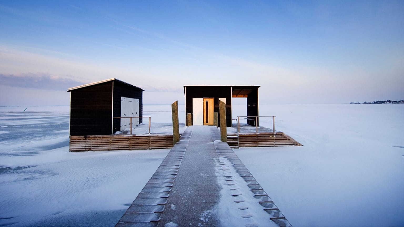A sauna in the icy landscape of Finland