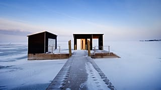 A sauna in the icy landscape of Finland
