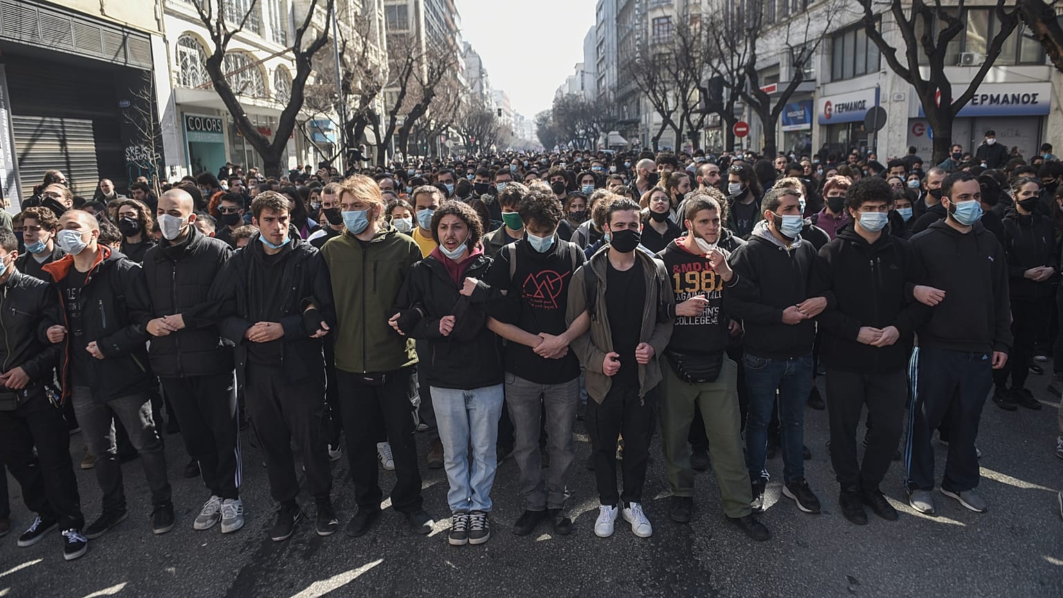 Selanik'te üniversite öğrencileri protestosu 