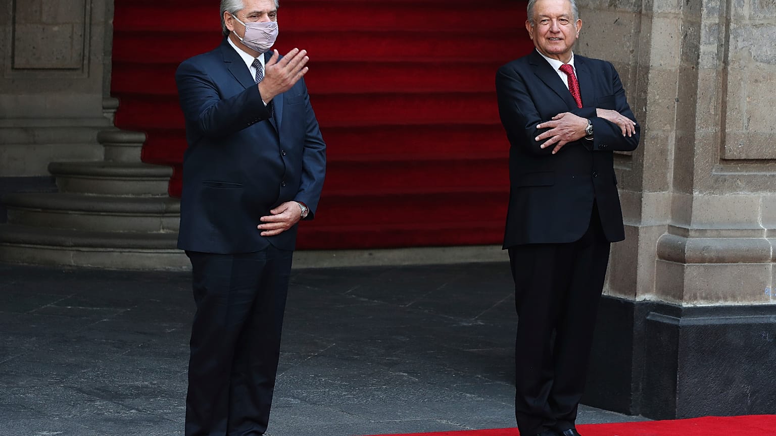 Alberto Fernández y Andrés Manuel López Obrador durante la visita del presidente argentino a México