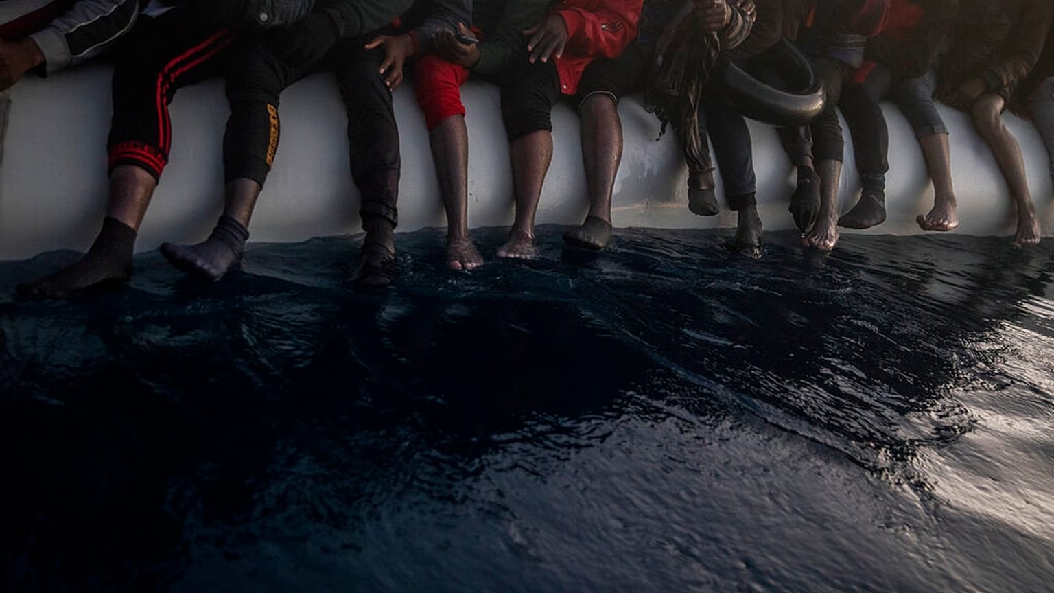 Photo du 13 février 2021, migrants secourus par l'ONG Open Arms