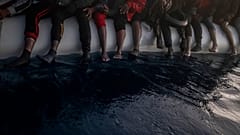 Photo du 13 février 2021, migrants secourus par l'ONG Open Arms