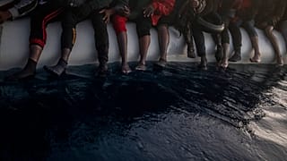 Photo du 13 février 2021, migrants secourus par l'ONG Open Arms