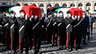 Cercueils de l'ambassadeur Luca Attanasio et du carabinier Vittorio Iacovacci, 25 février 2021