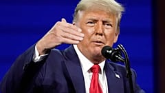 Former president Donald Trump speaks at the Conservative Political Action Conference (CPAC) Sunday, Feb. 28, 2021, in Orlando, Fla.