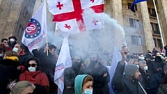 Сторонники грузинской оппозиции на митинге в Тбилиси 21 февраля 2021 г.
