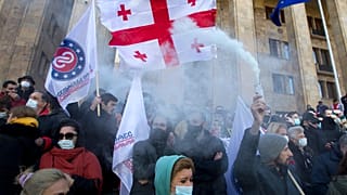 Сторонники грузинской оппозиции на митинге в Тбилиси 21 февраля 2021 г.