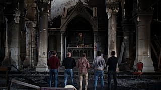 File photo of the Church of the Immaculate Conception, damaged by Islamic State fighters during their occupation of Qaraqosh, east of Mosul, Iraq.