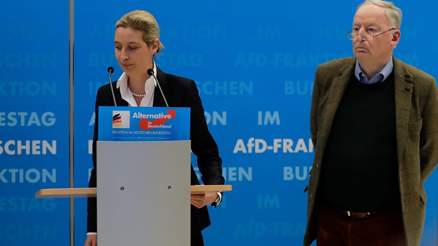 Archives - Alice Weidel (à gauche) et Alexander Gauland, les deux leaders du parti "Alternative pour l'Allemagne" (AfD), à Berlin, le 15/01/2019