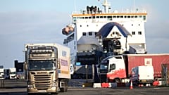 The P&O European Highlander ferry arrives into the port of Larne, Northern Ireland, Saturday, Dec. 12, 2020.
