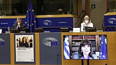 Η Κατερίνα Σακελλαροπούλου στην διαδικτυακή ομιλία της στο Ευρωπαϊκό Κοινοβούλιο 