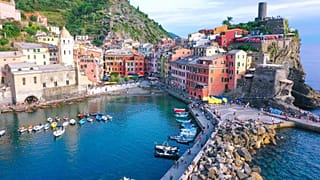 Cinque Terre is a series of centuries-old seaside villages on the rugged Italian Riviera coastline.