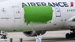 The Air France aircraft was parked on the tarmac at the Roissy-Charles de Gaulle International airport.