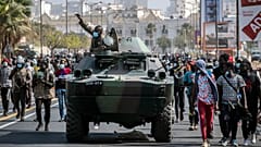 Senegalese troops arrive to assist police during protests against the arrest of opposition leader Ousmane Sonko in Dakar, Senegal, Friday, March 5, 2021.