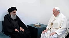 Papa Francisco com o Aiatola Ali Al-Sistani