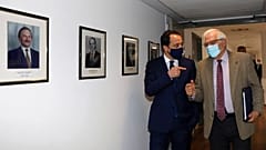 European Union foreign policy chief Josep Borrell, right, and Cyprus Foreign Minister Nicos Christodoulides 