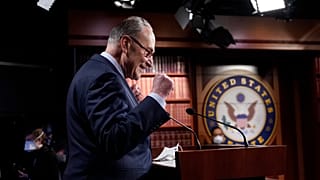 Senate Majority Leader Chuck Schumer of N.Y., speaks during a news conference after the Senate passed a COVID-19 relief bill in Washington, Saturday, March 6, 2021.