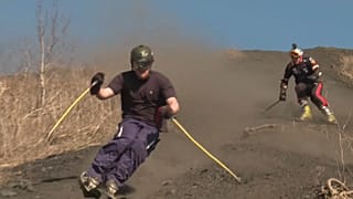 Jóvenes belgas esquían sobre tierra