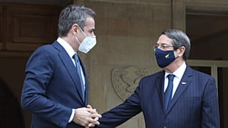 Νίκος Αναστασιάδης και Κυριάκος Μητσοτάκης κατά την συνάντηση τους στη Λευκωσία αρχές Φεβρουαρίου.
